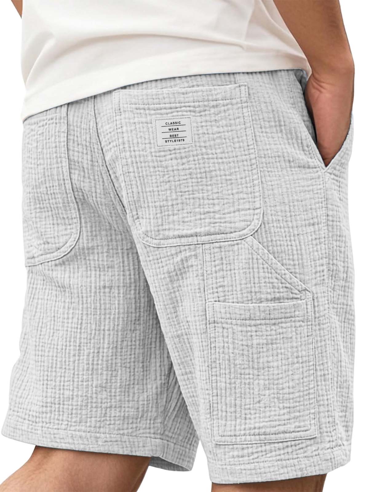 100% Cotton Textured Multi Pocket Utility Shorts