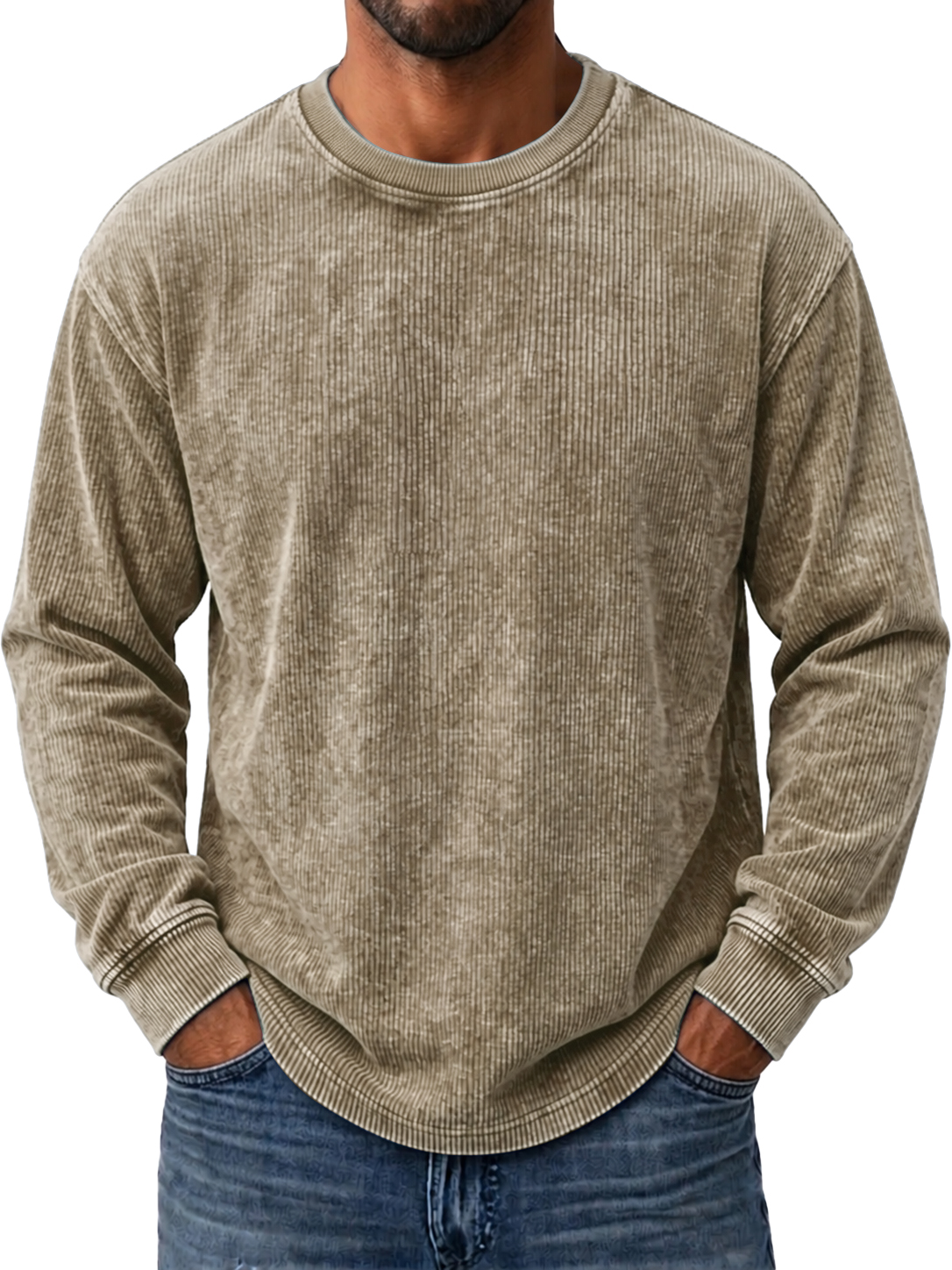 Men's Retro Corduroy Simple Casual Long-Sleeve T-Shirt