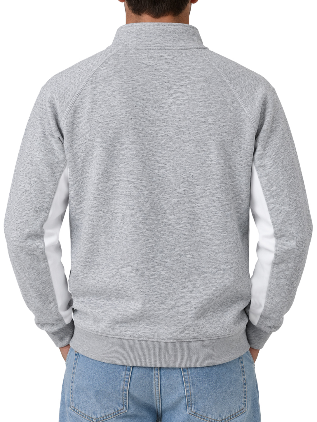 Unisex Color Block Half High Neck Loose Casual Long Sleeve Sweatshirt