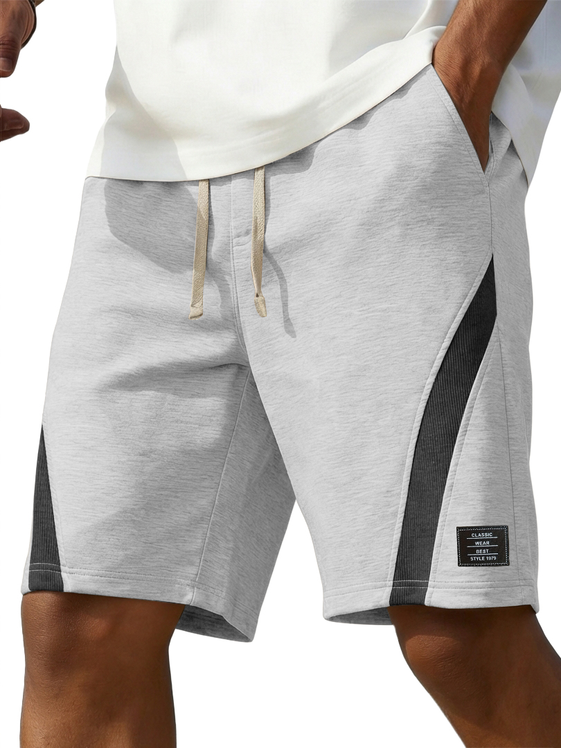 Men's Fashion Casual Deconstructed Design Color-Blocked Logo Shorts