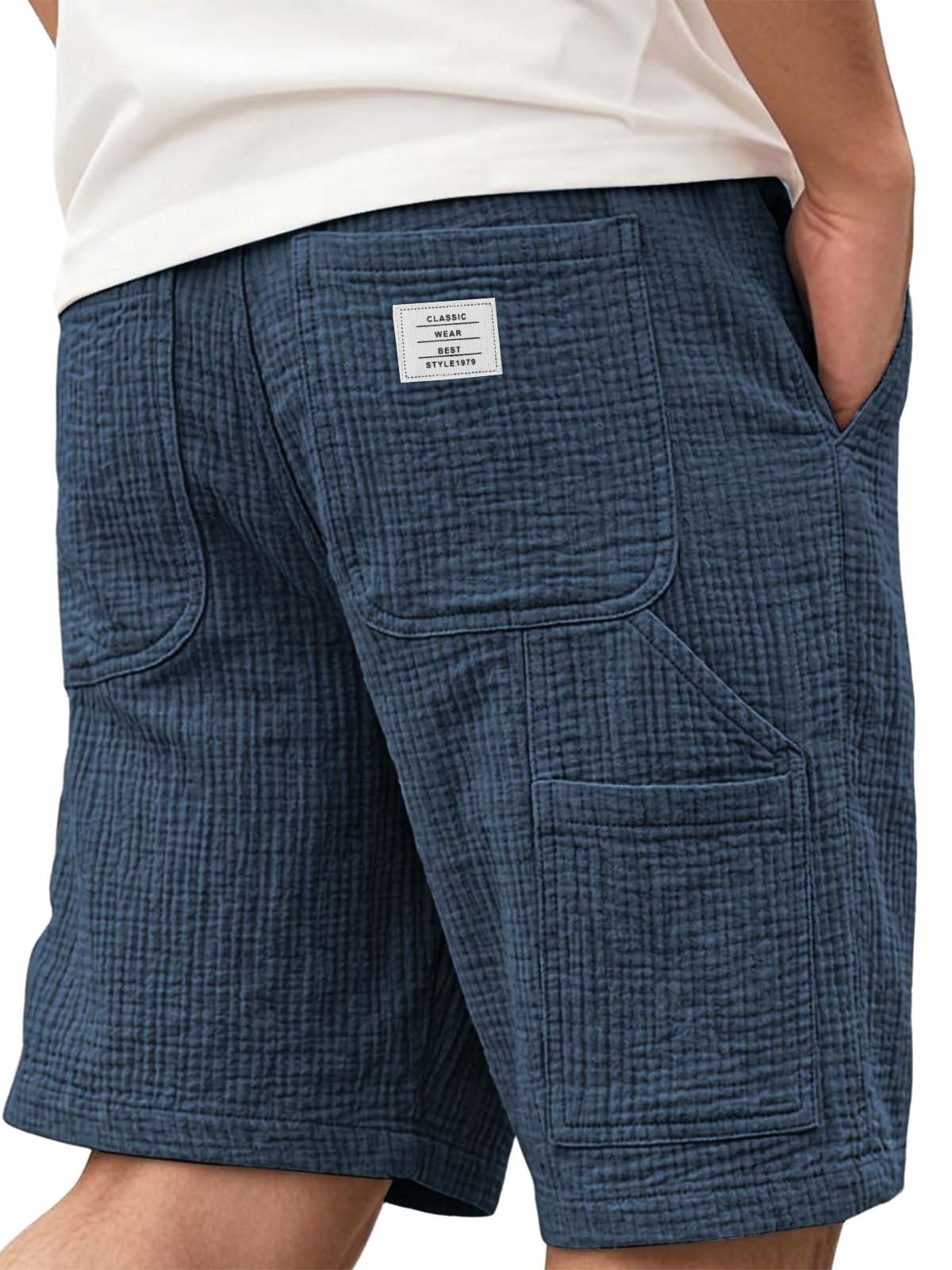 100% Cotton Textured Multi Pocket Utility Shorts