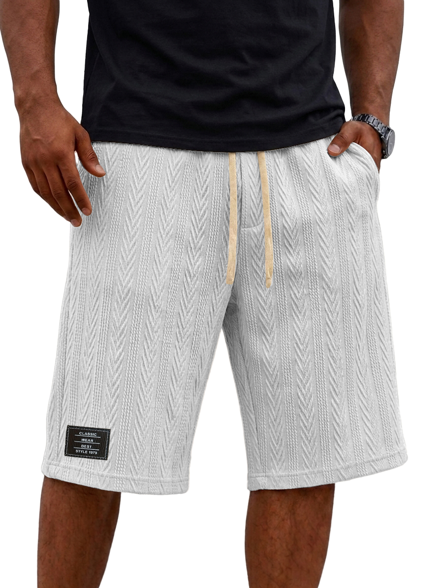 Men's Jacquard Striped Embroidered Logo Casual Shorts