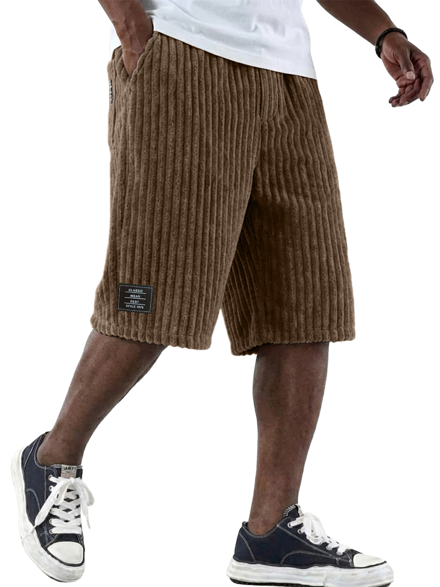 Men's Casual & Stylish Corduroy Multi-Pocket Shorts with Logo