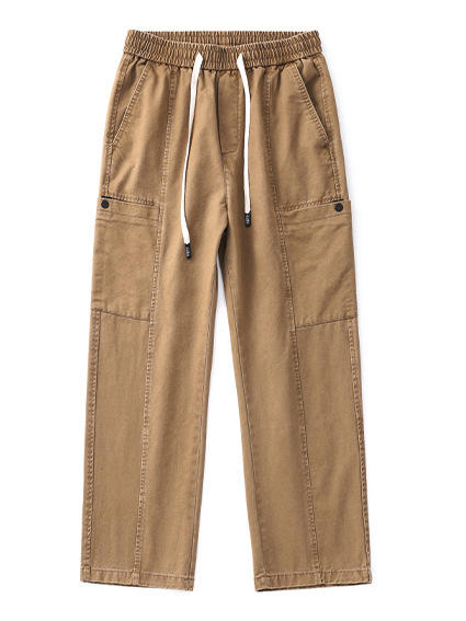 Men's 100% Cotton Retro Washed Multi-Pocket Straight Leg Pants