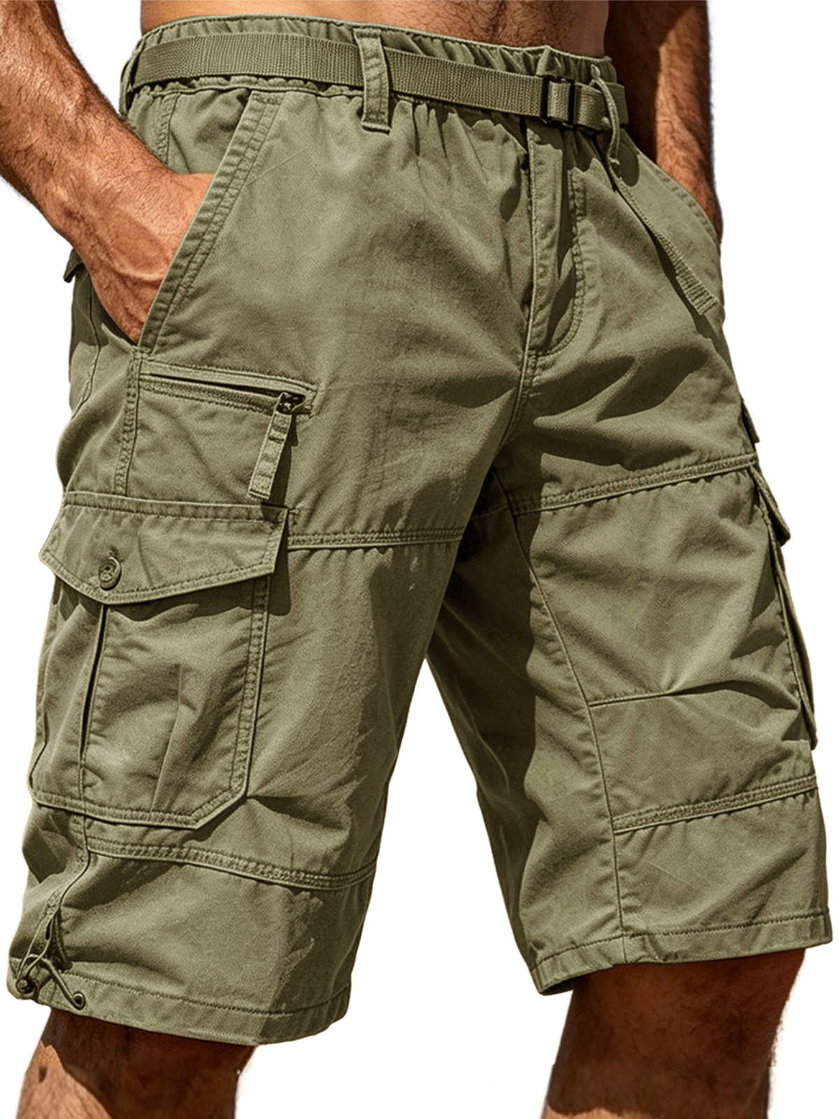 100% Cotton Multi-Pocket Cargo Shorts