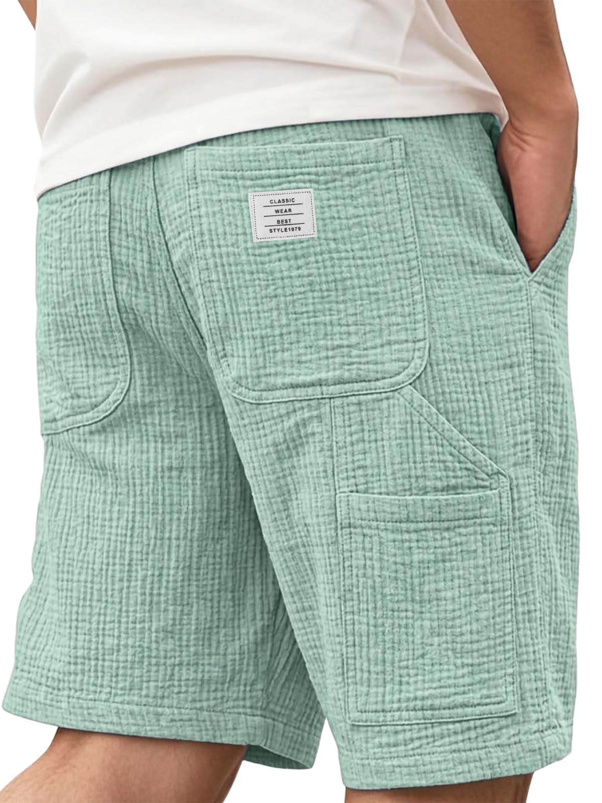 100% Cotton Textured Multi Pocket Utility Shorts