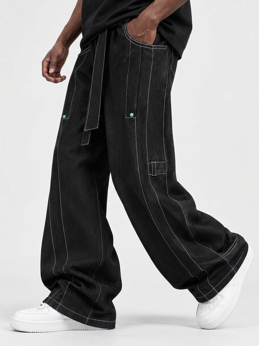 Men's Casual Pants with a Lazy Aesthetic and Line Lengthening Visuals