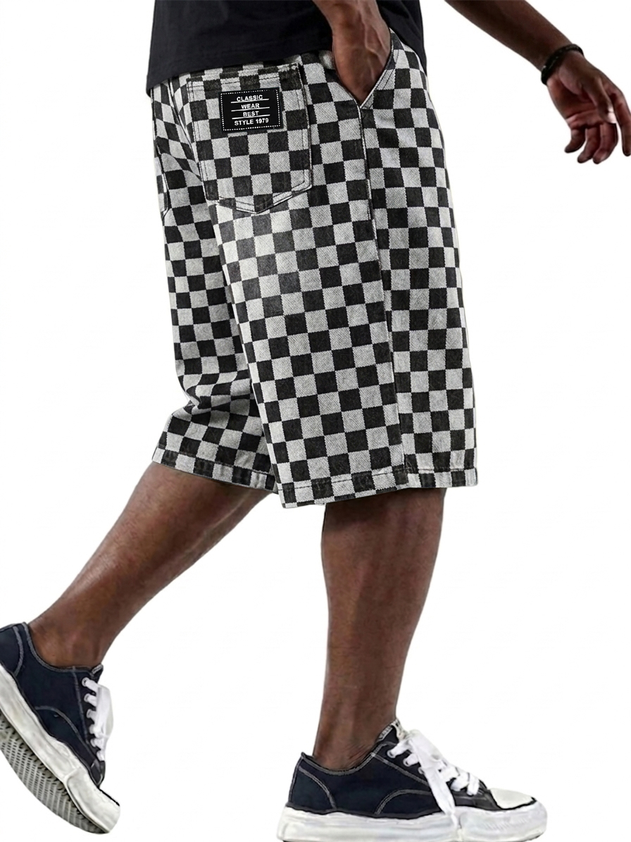 Fashionable Retro Checkerboard Shorts