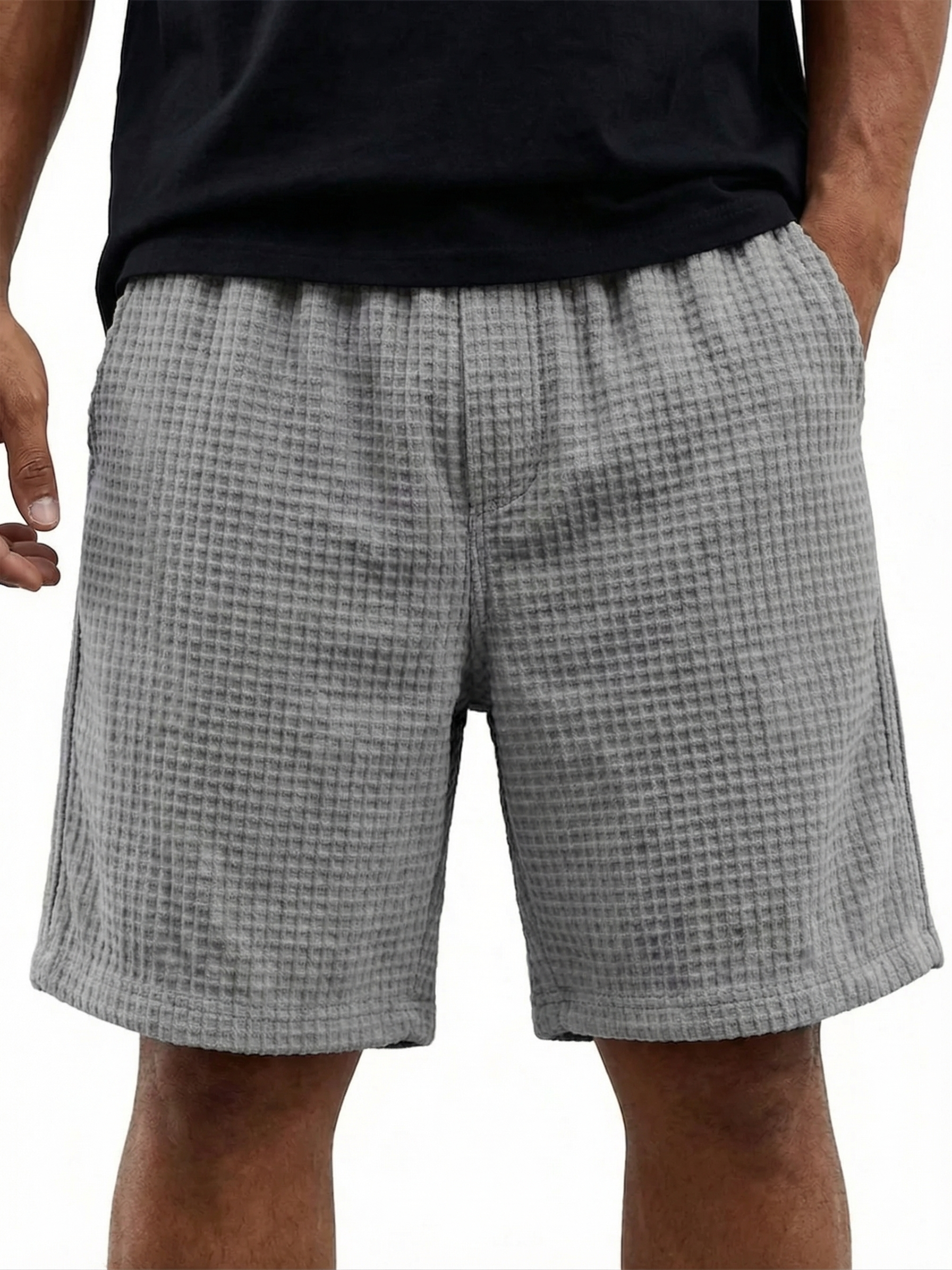 Men's Basic Casual Comfortable Waffle Knit Multi Pocket Shorts