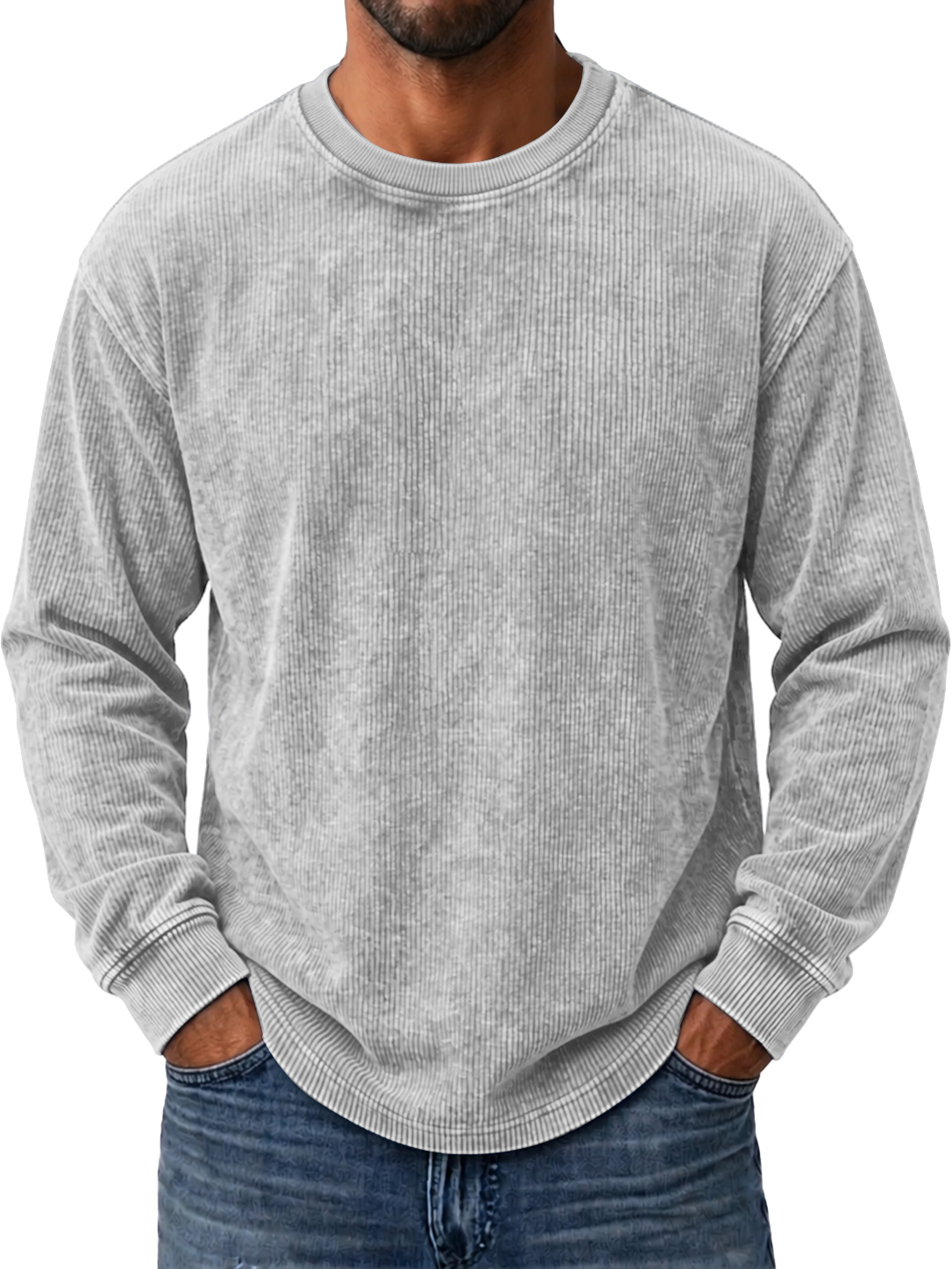 Men's Retro Corduroy Simple Casual Long-Sleeve T-Shirt