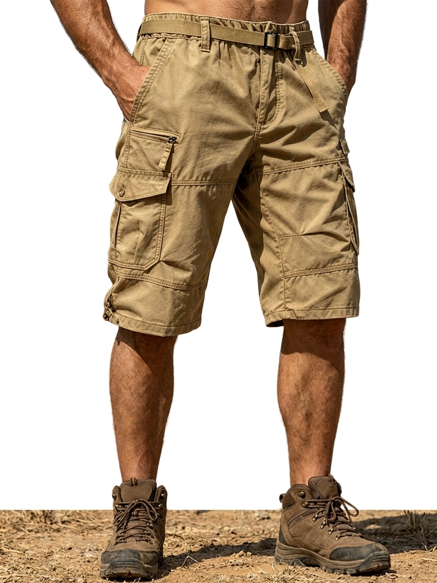 100% Cotton Multi-Pocket Cargo Shorts