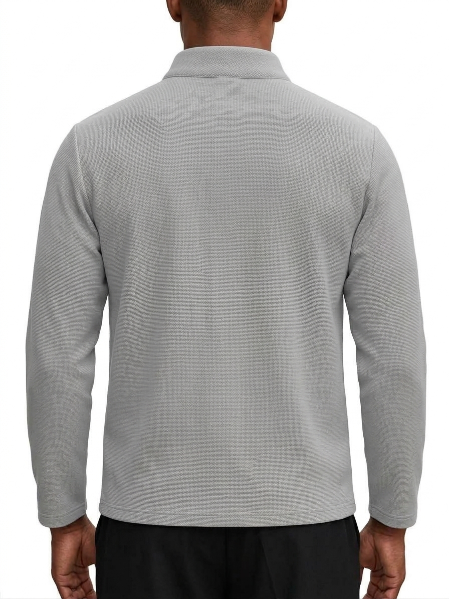 Men's New Autumn and Winter One-Button Semi-High Neck Long Sleeve T-Shirt