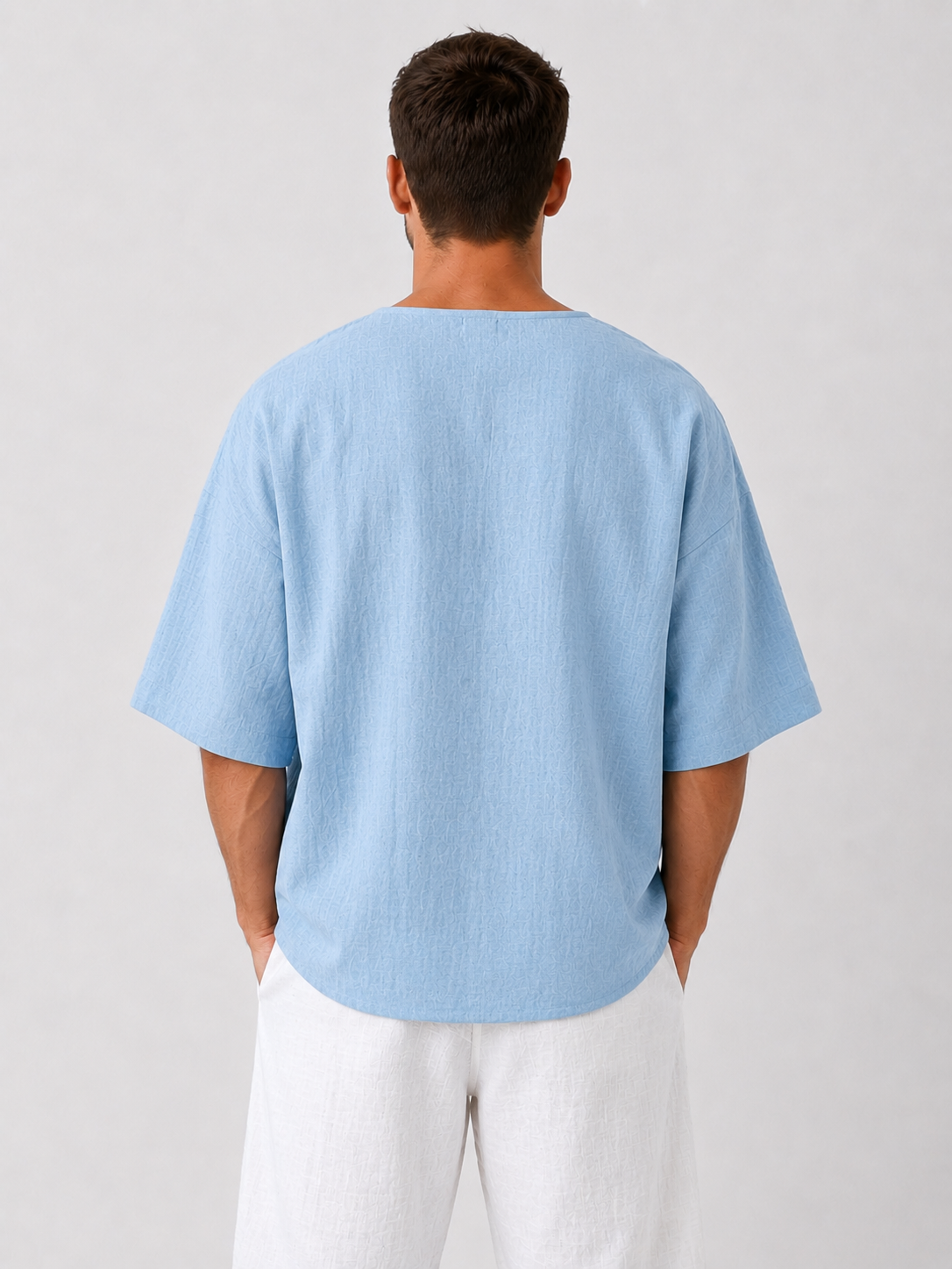Cotton Linen Round Neck Loose Fit Casual Short Sleeve Top