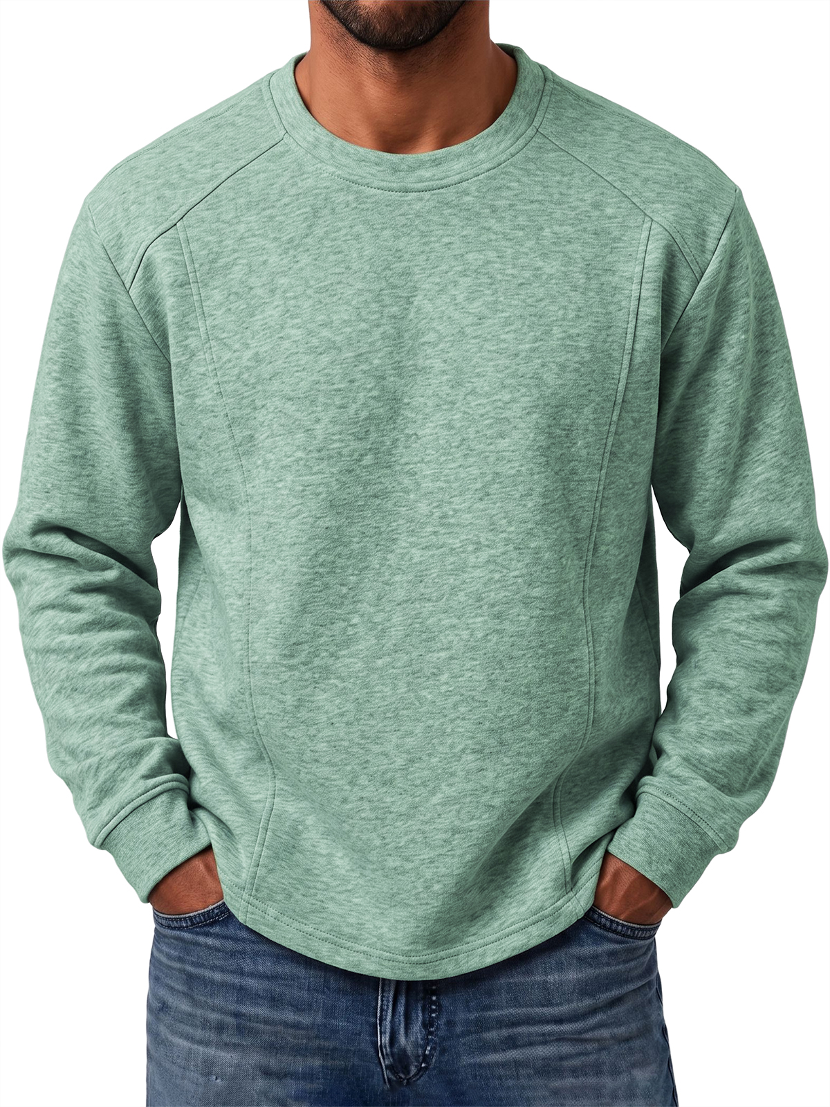 Men's Deconstructed Raglan Sleeve Crew Neck Top