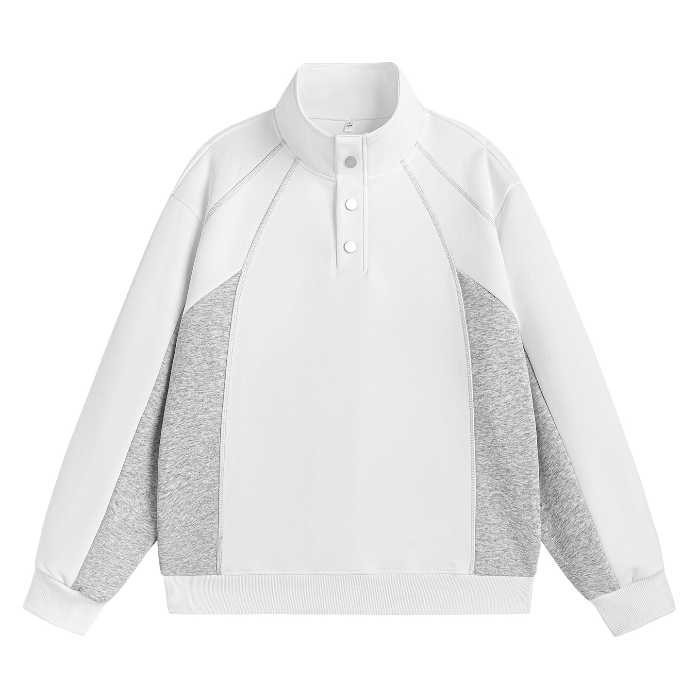 Unisex Color Block Half High Neck Loose Casual Long Sleeve Sweatshirt
