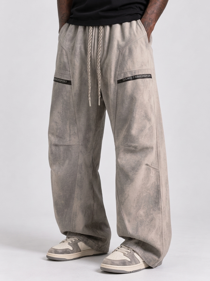 Men's 100% Cotton Tie-Dye Windbreaker Cargo Pants