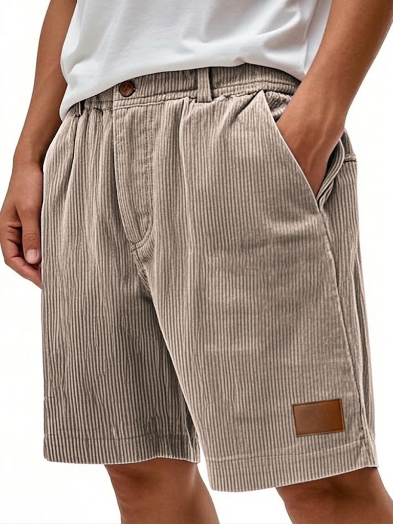 Men's Simple Ribbed Cargo Casual Shorts