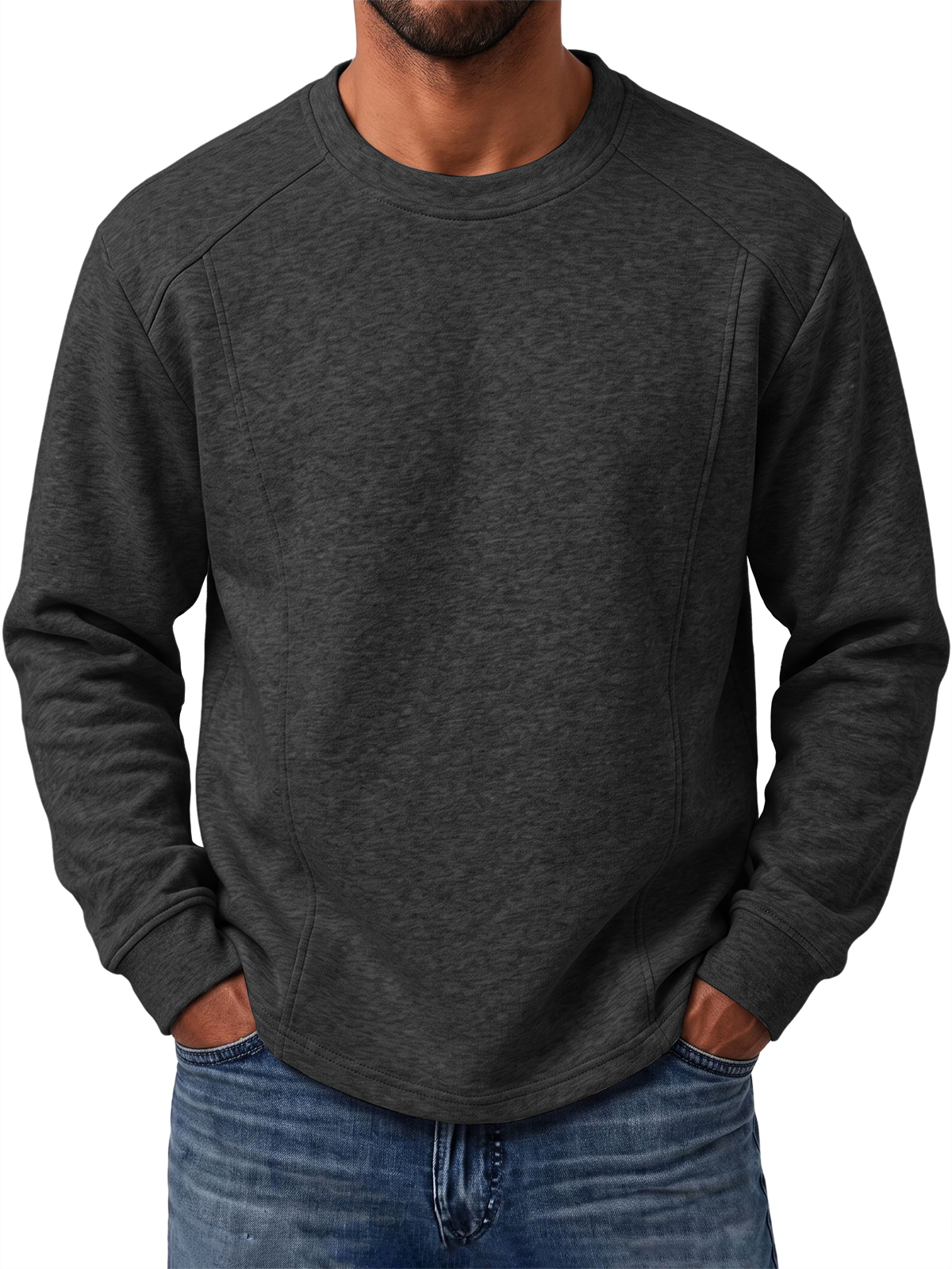 Men's Deconstructed Raglan Sleeve Crew Neck Top