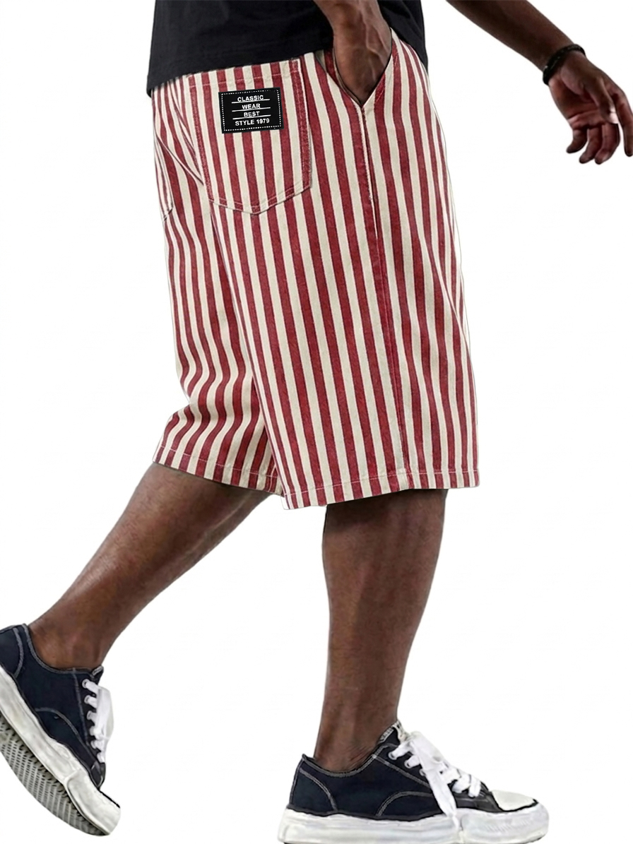 Fashionable and Versatile Striped Basic Shorts