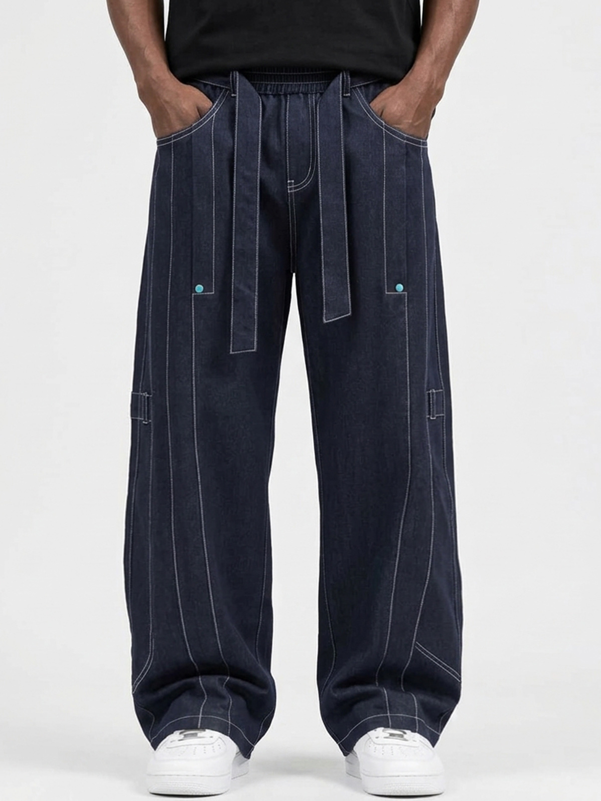 Men's Casual Pants with a Lazy Aesthetic and Line Lengthening Visuals