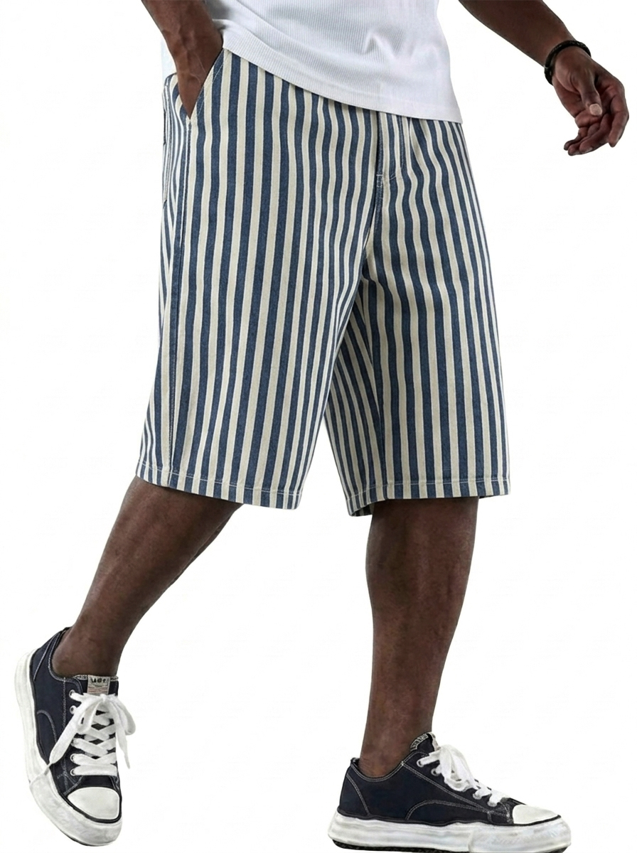 Fashionable and Versatile Striped Basic Shorts