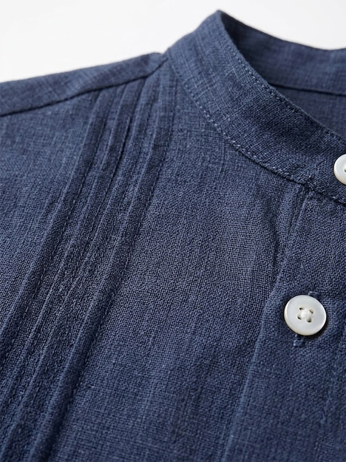 Men's Cotton and Linen Deconstructed Stand-up Collar Shirt
