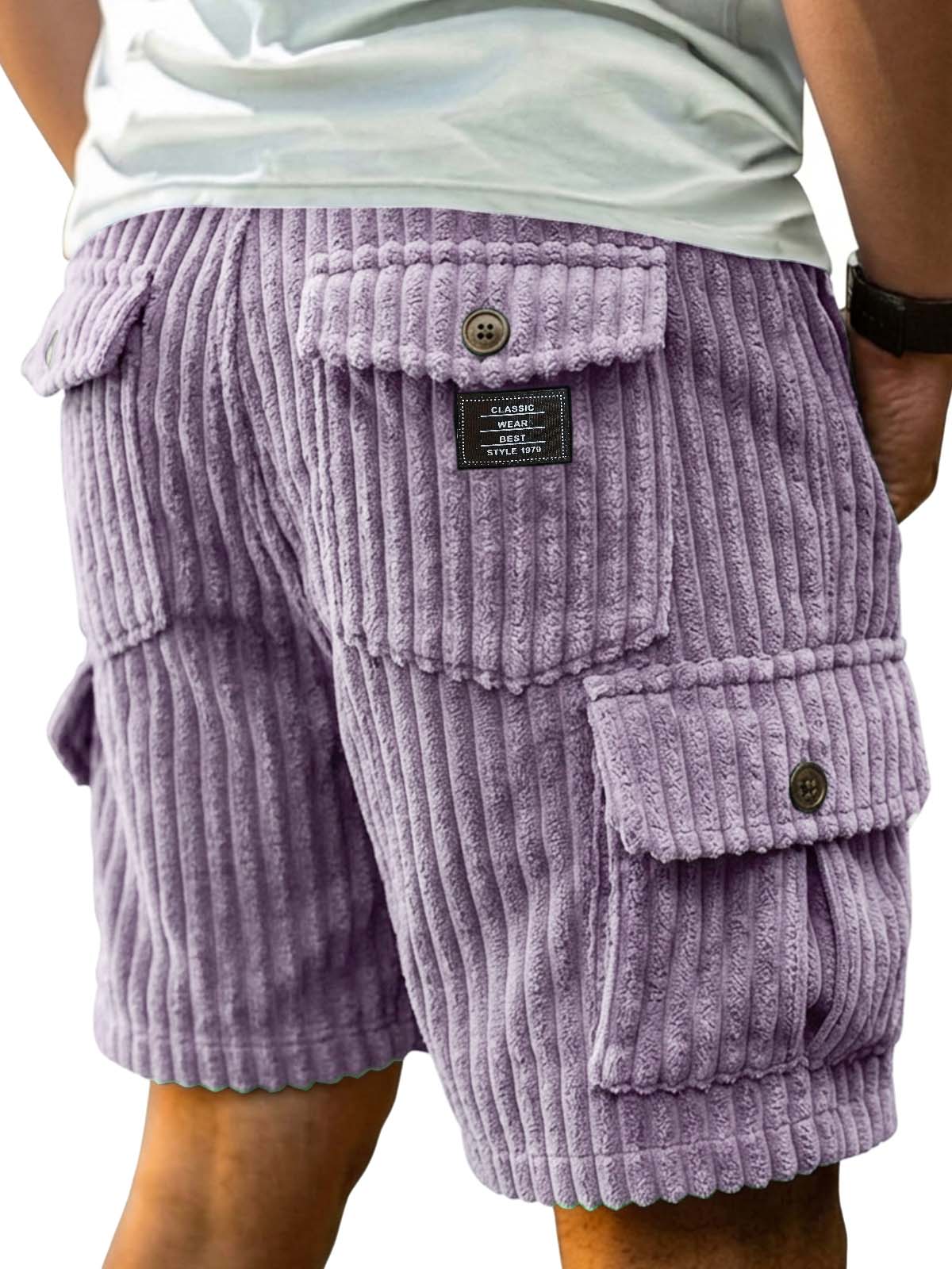 Men's Retro Corduroy Cargo Casual Shorts