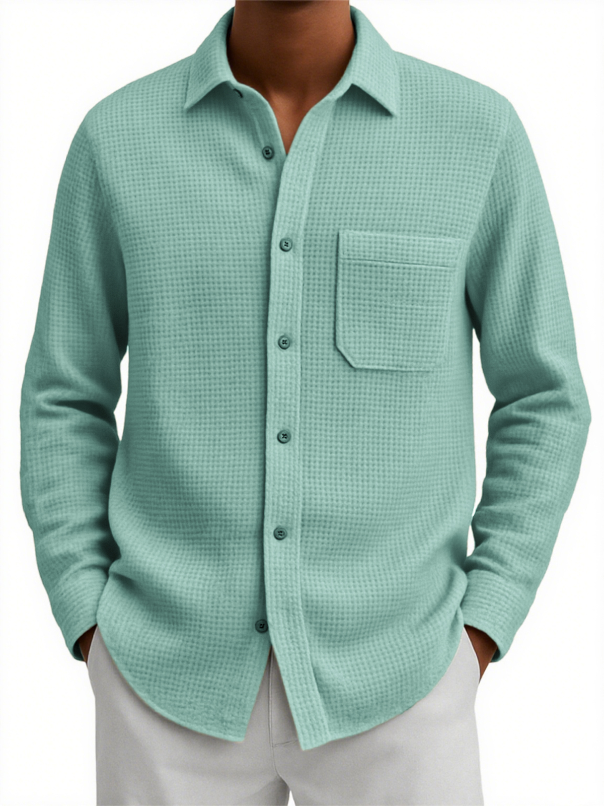 Men's Comfort Waffle Pocket Casual Shirt