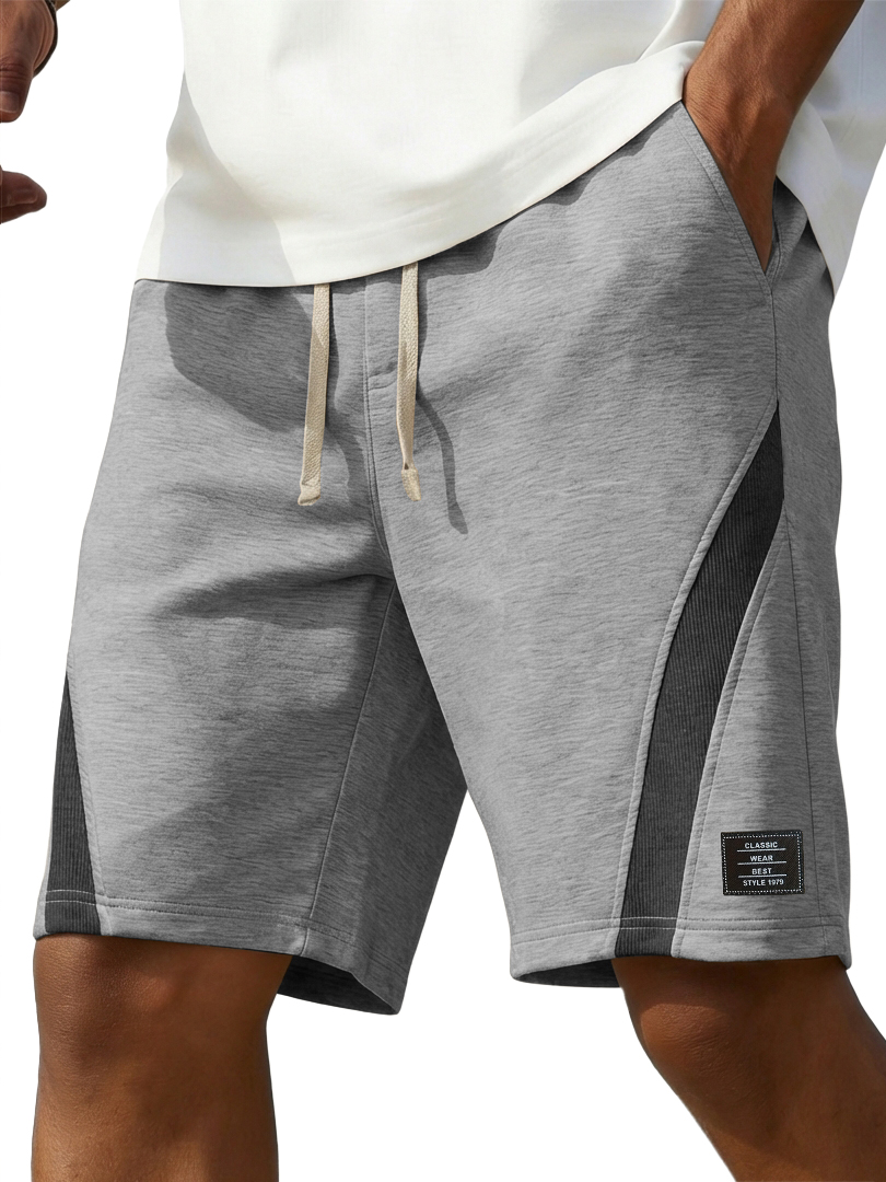 Men's Fashion Casual Deconstructed Design Color-Blocked Logo Shorts