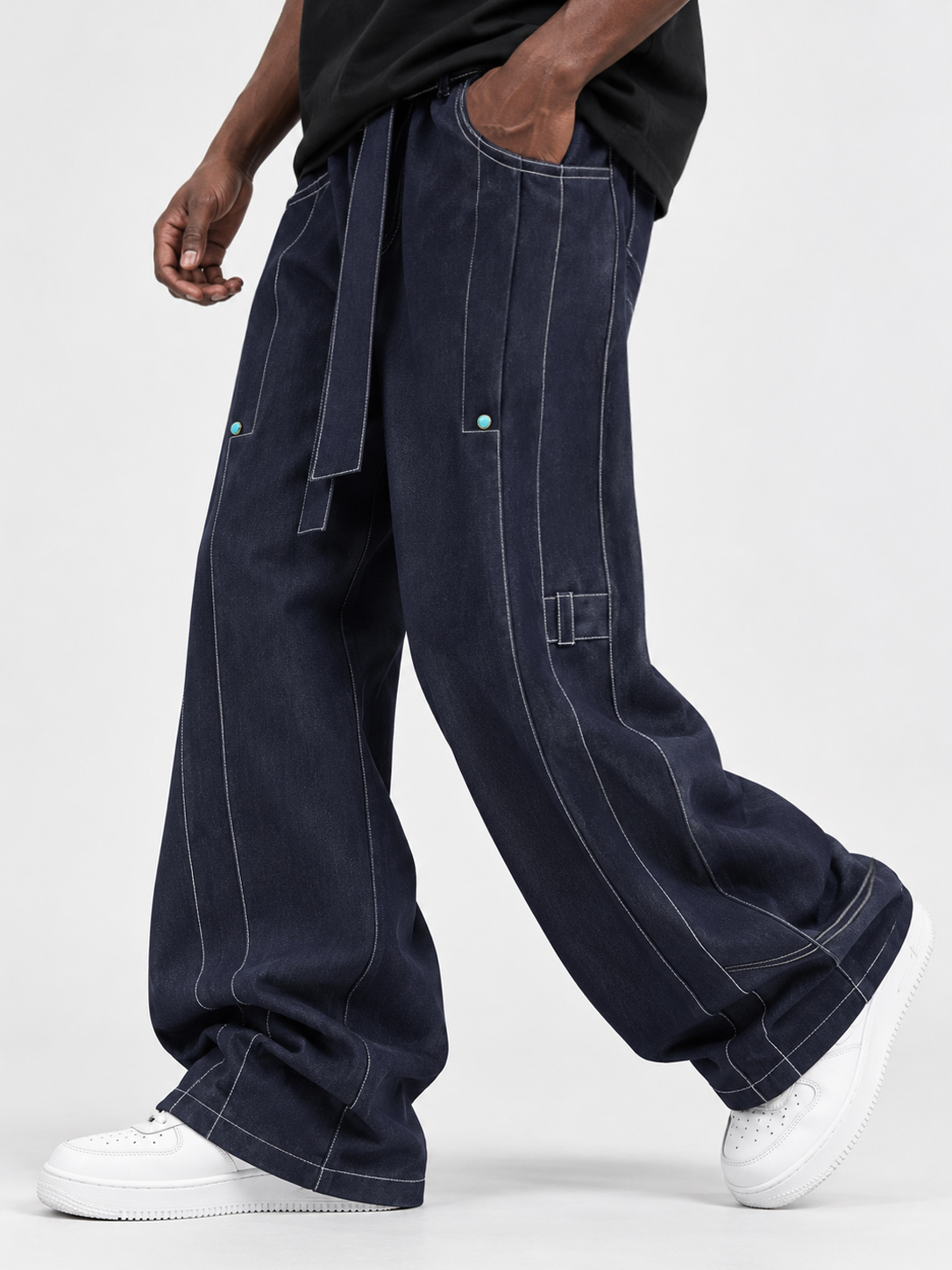 Men's Casual Pants with a Lazy Aesthetic and Line Lengthening Visuals