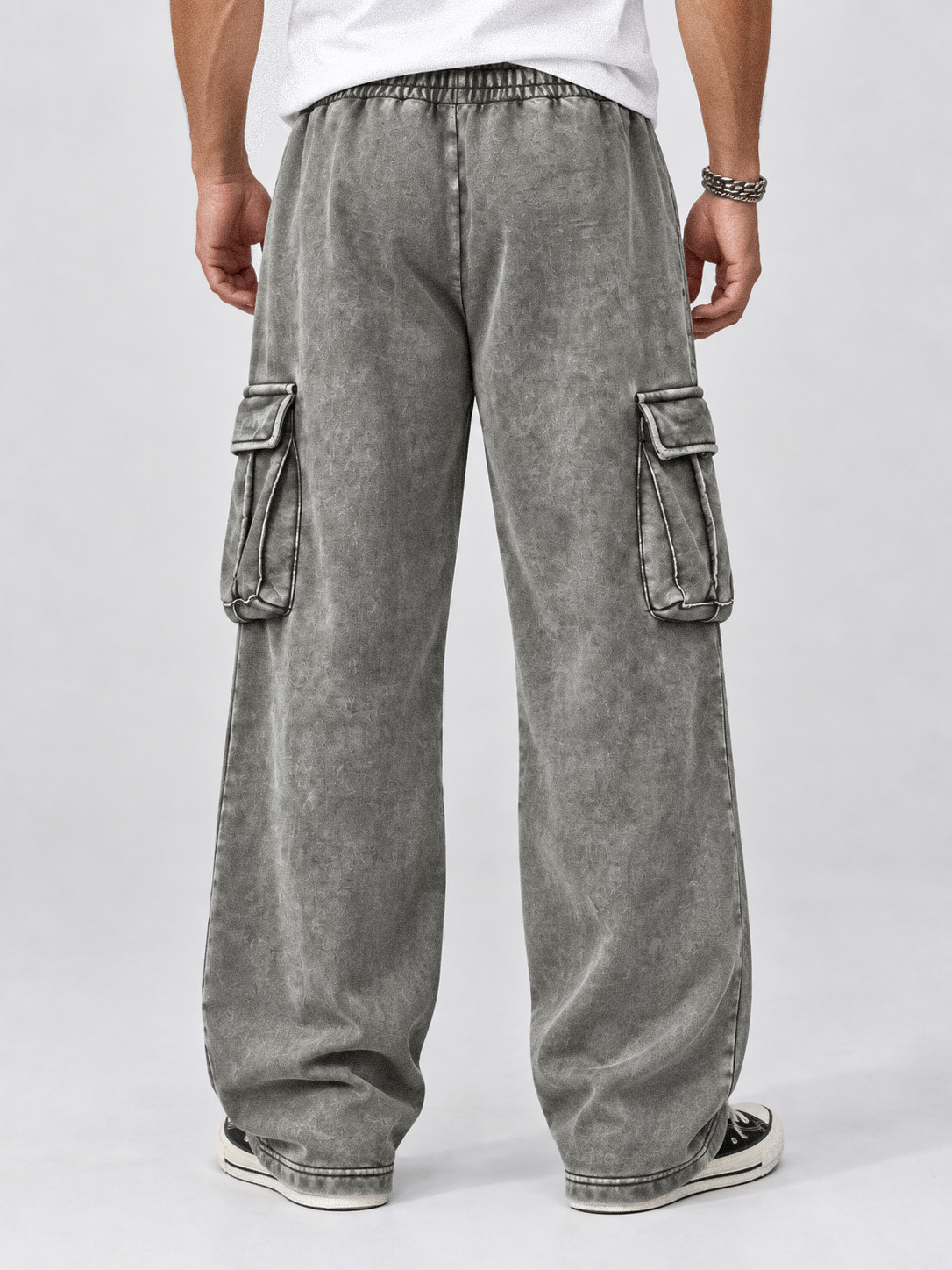 Men’s Vintage-Washed Wide-Leg Utility Cargo Pants
