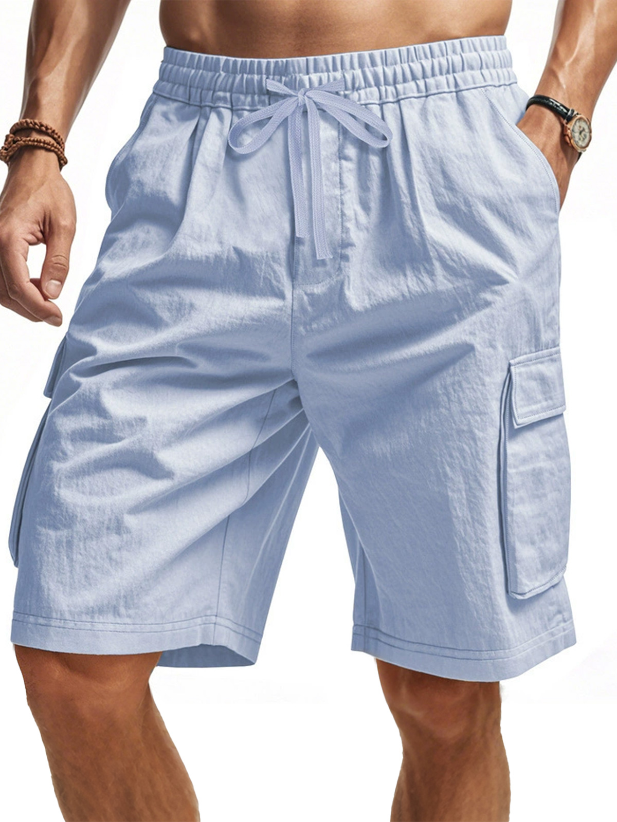 Men's Casual Multi-pocket Workwear Solid Color Comfortable Shorts