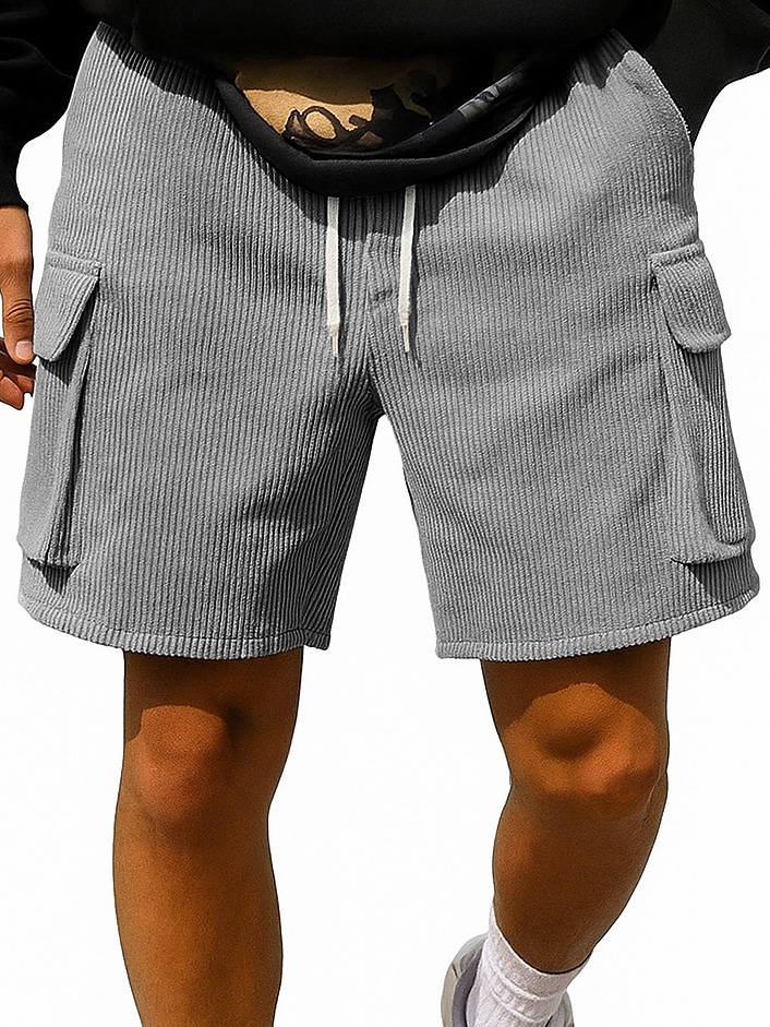Men's Fashion Retro Outdoor Workwear Pocket Elastic Waist Drawstring Shorts