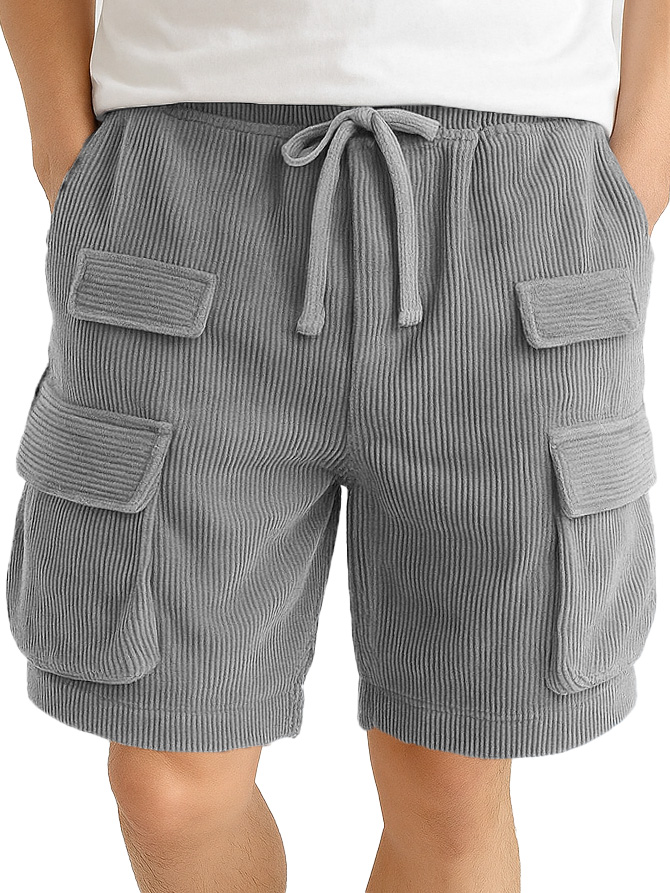 Men's Fashion Retro Outdoor Workwear Pocket Elastic Waist Drawstring Shorts