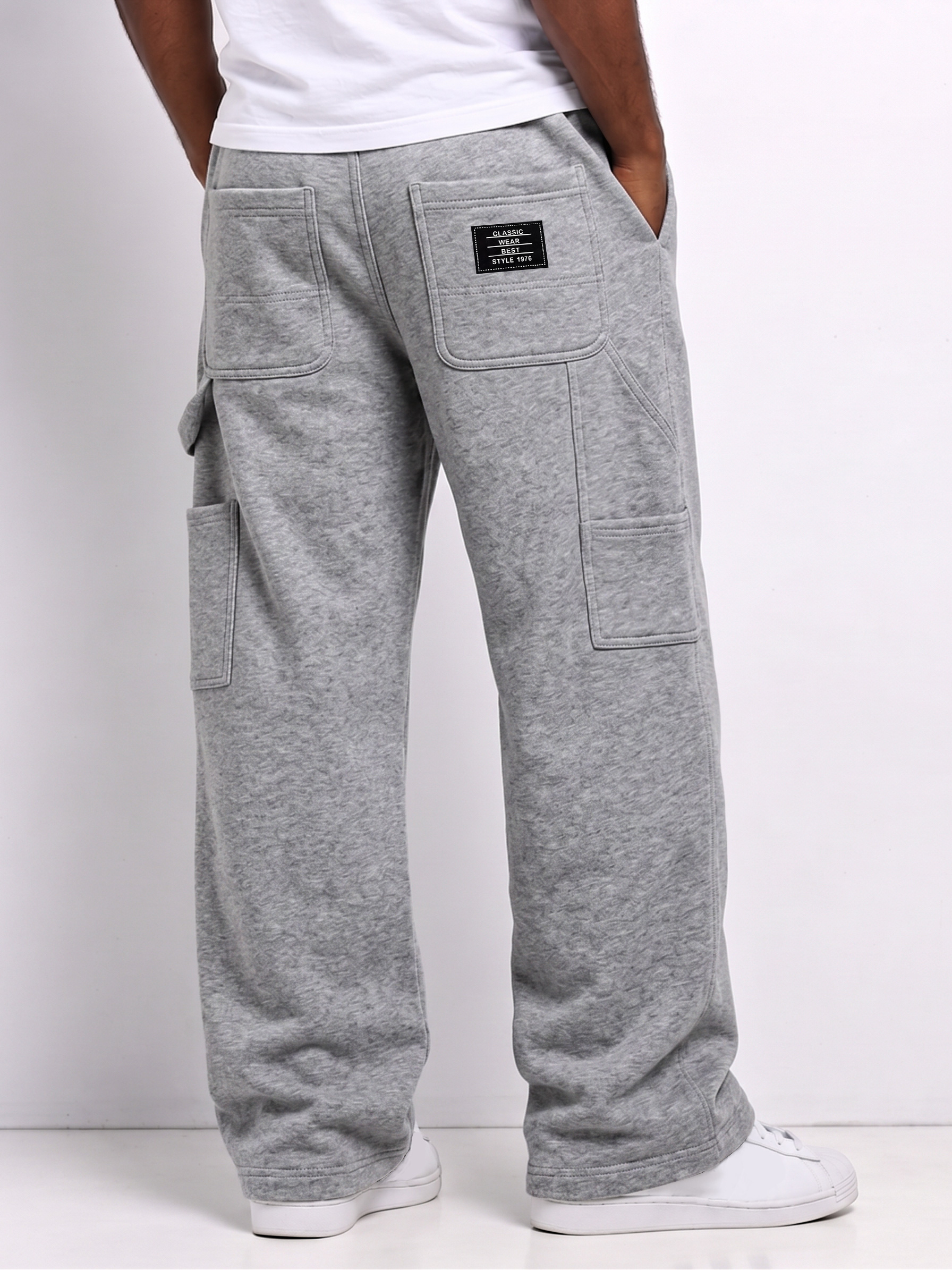 Men's Multi-Pocket Embroidered Logo Casual Cargo Sweatpants