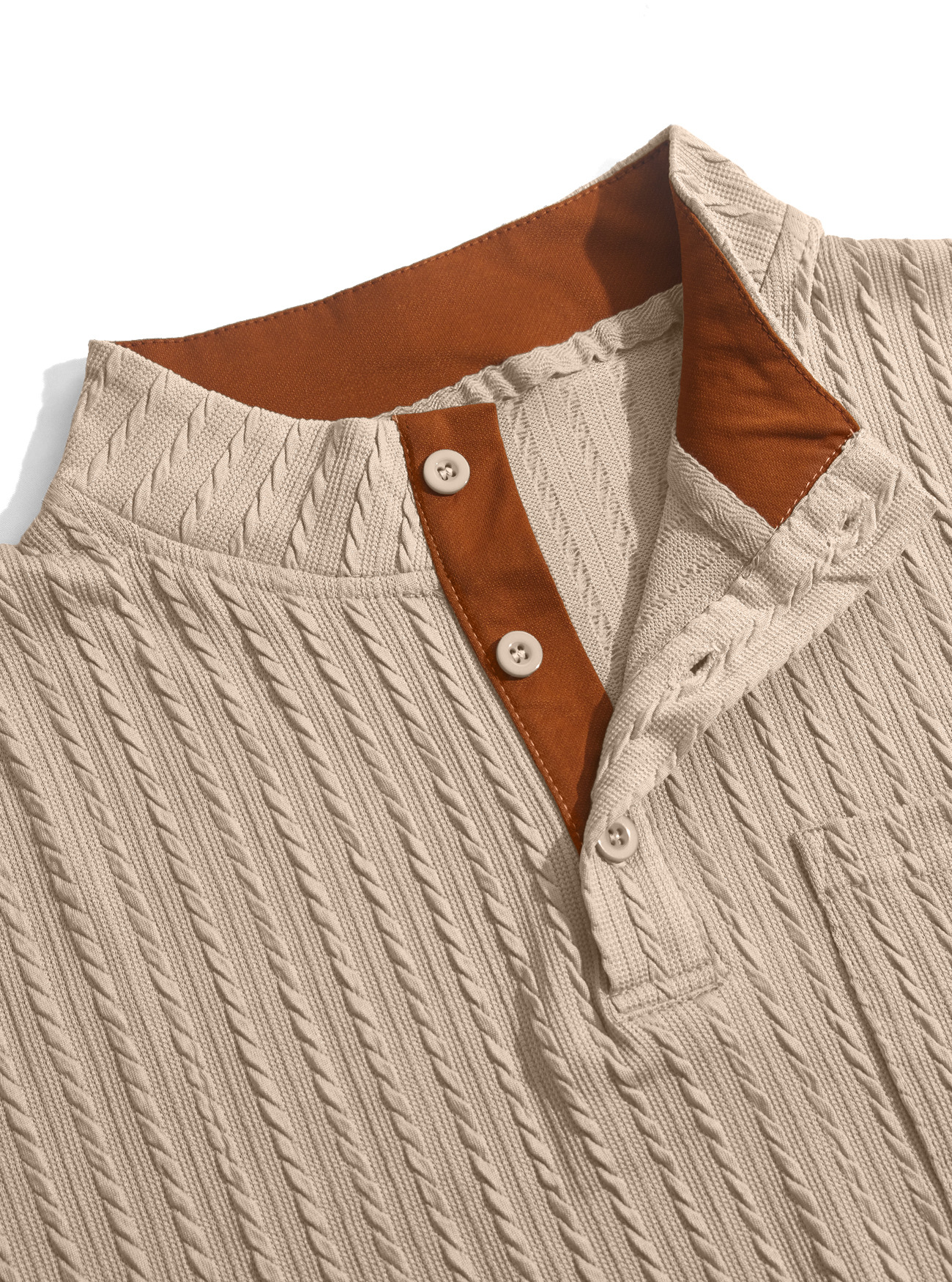 Men's American-Style Textured Jacquard Henley Top