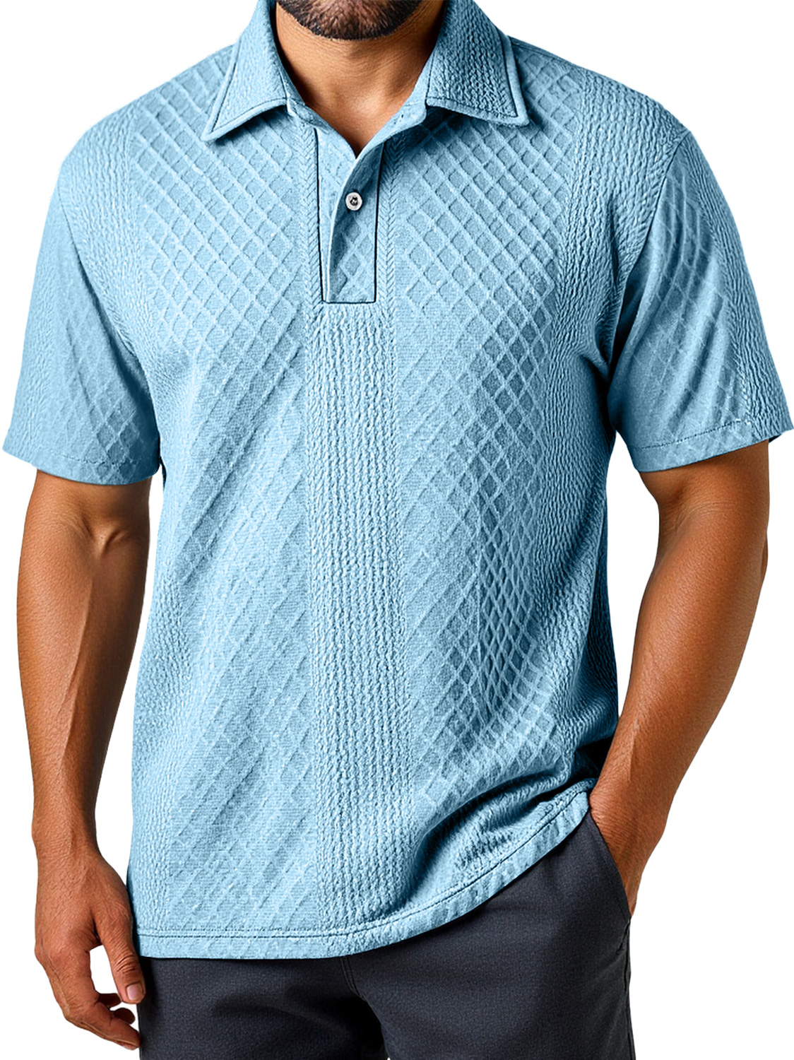 Men's Daily Simple Texture Lapel Casual Short-sleeved Polo Shirt
