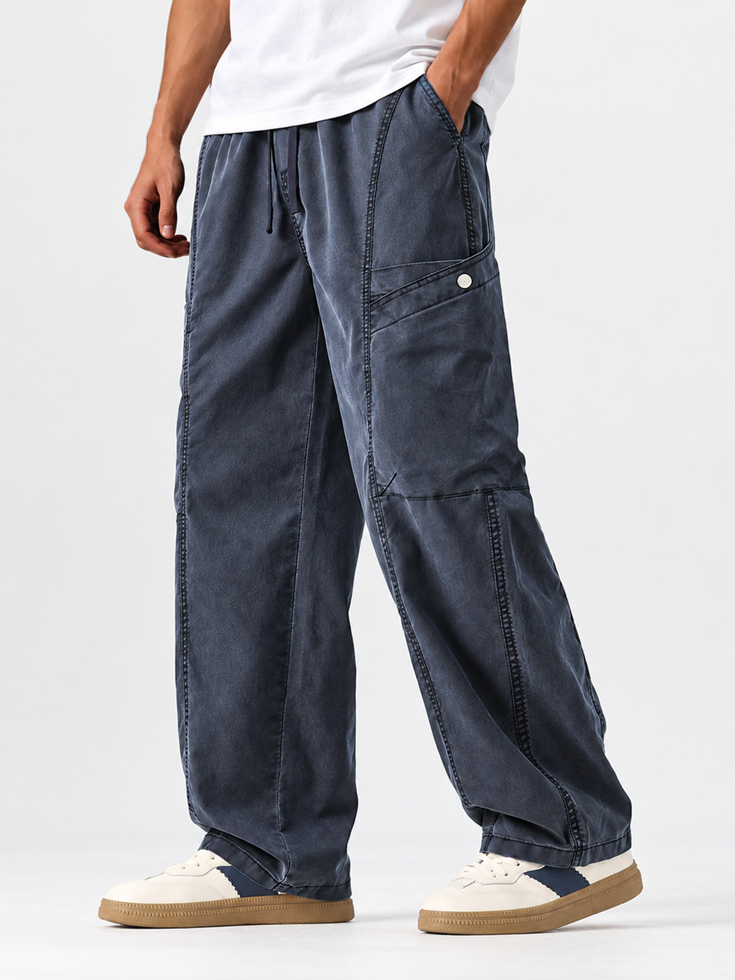 Men's Casual American-Style Lyocell Multi-Pocket Cargo Pants