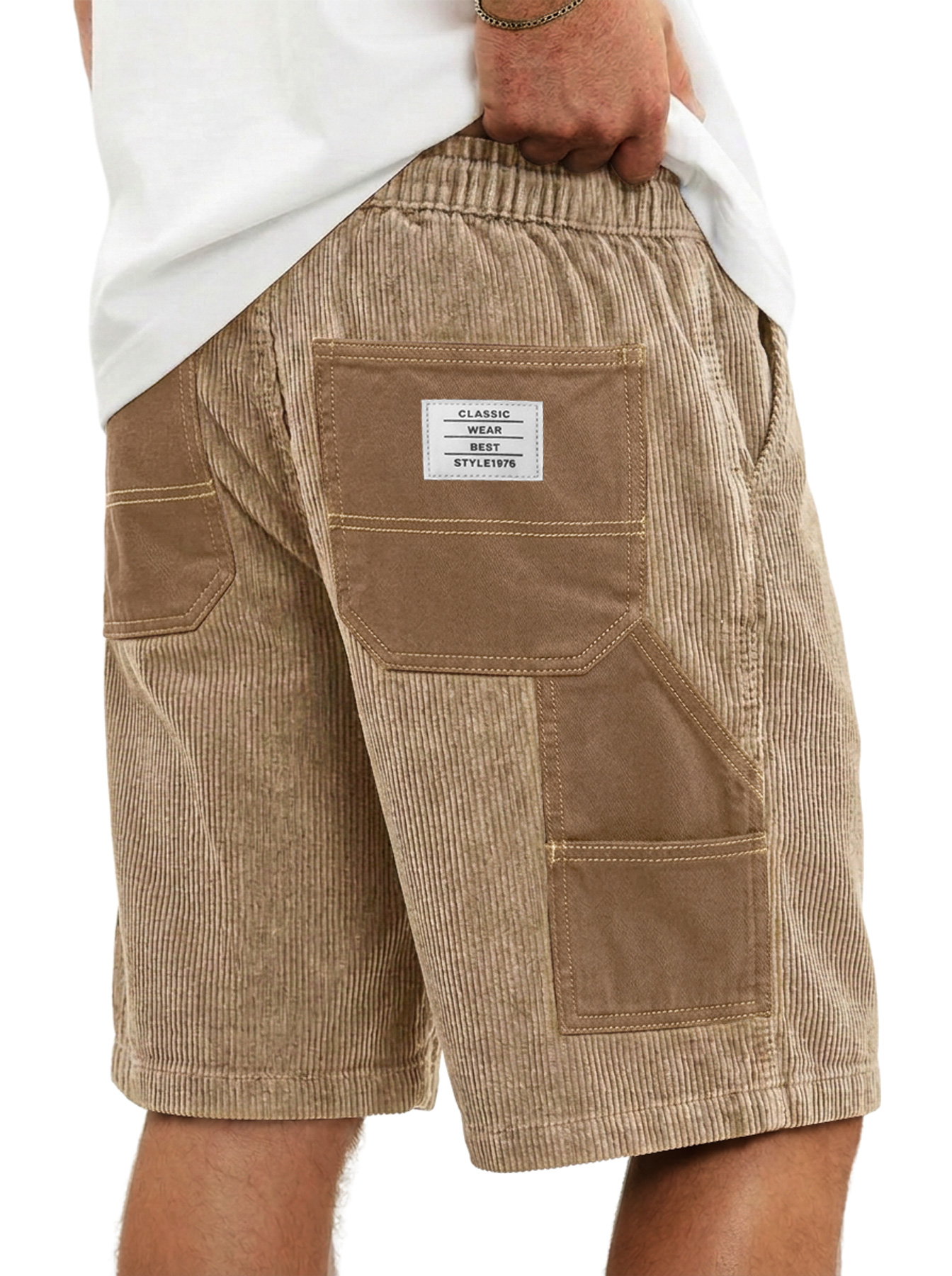 Men's Loose-fitting Waffle-knit Casual Trousers With Elastic Waistband And Embroidered Logo