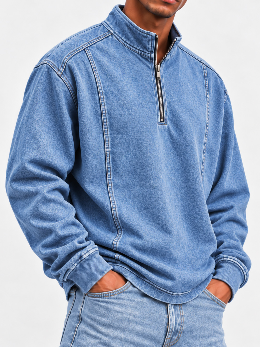 Men's Zipper Stand Collar Top