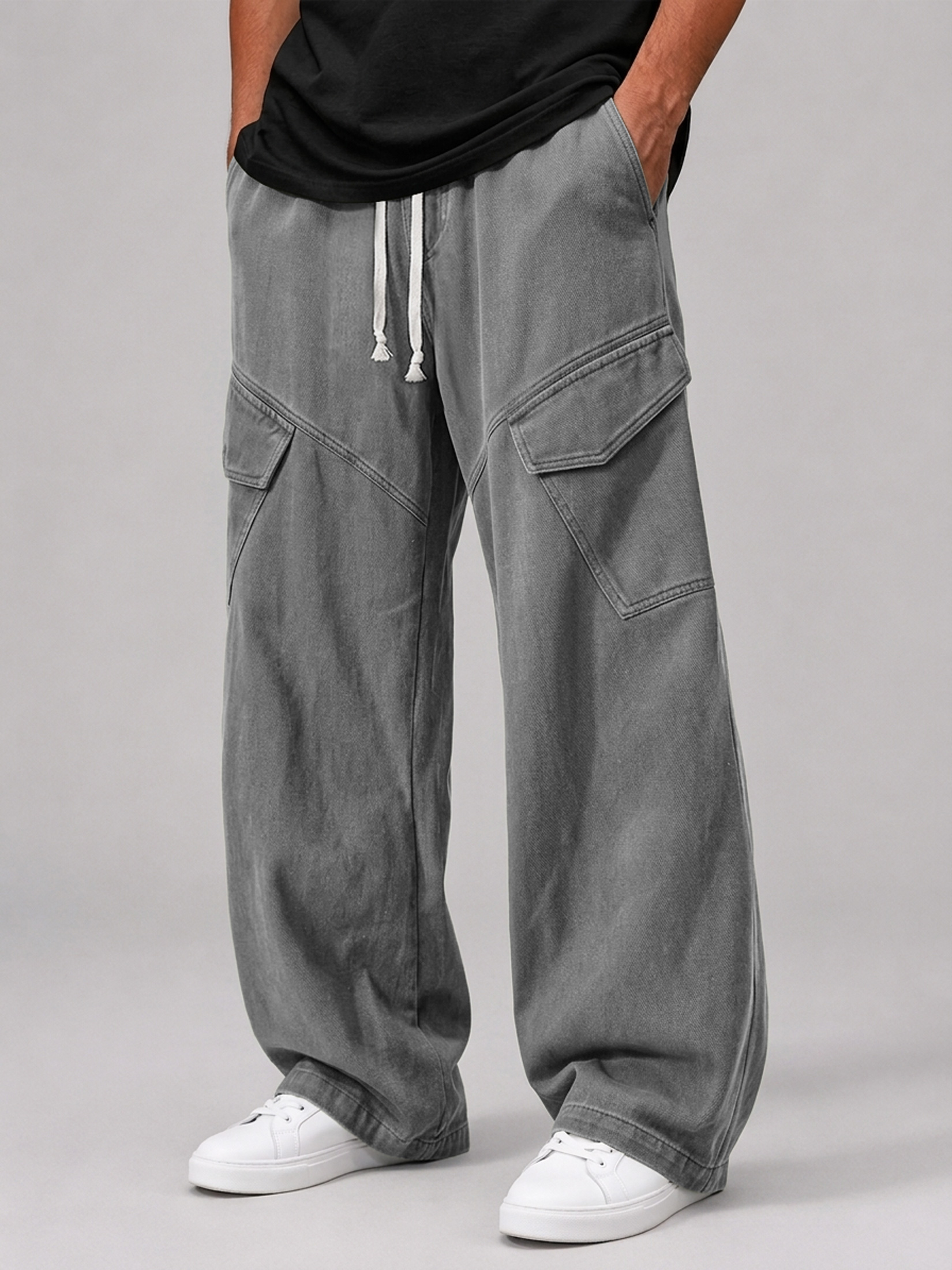 Men's Multi-Pocket Casual Cargo Pants with Elastic Waist