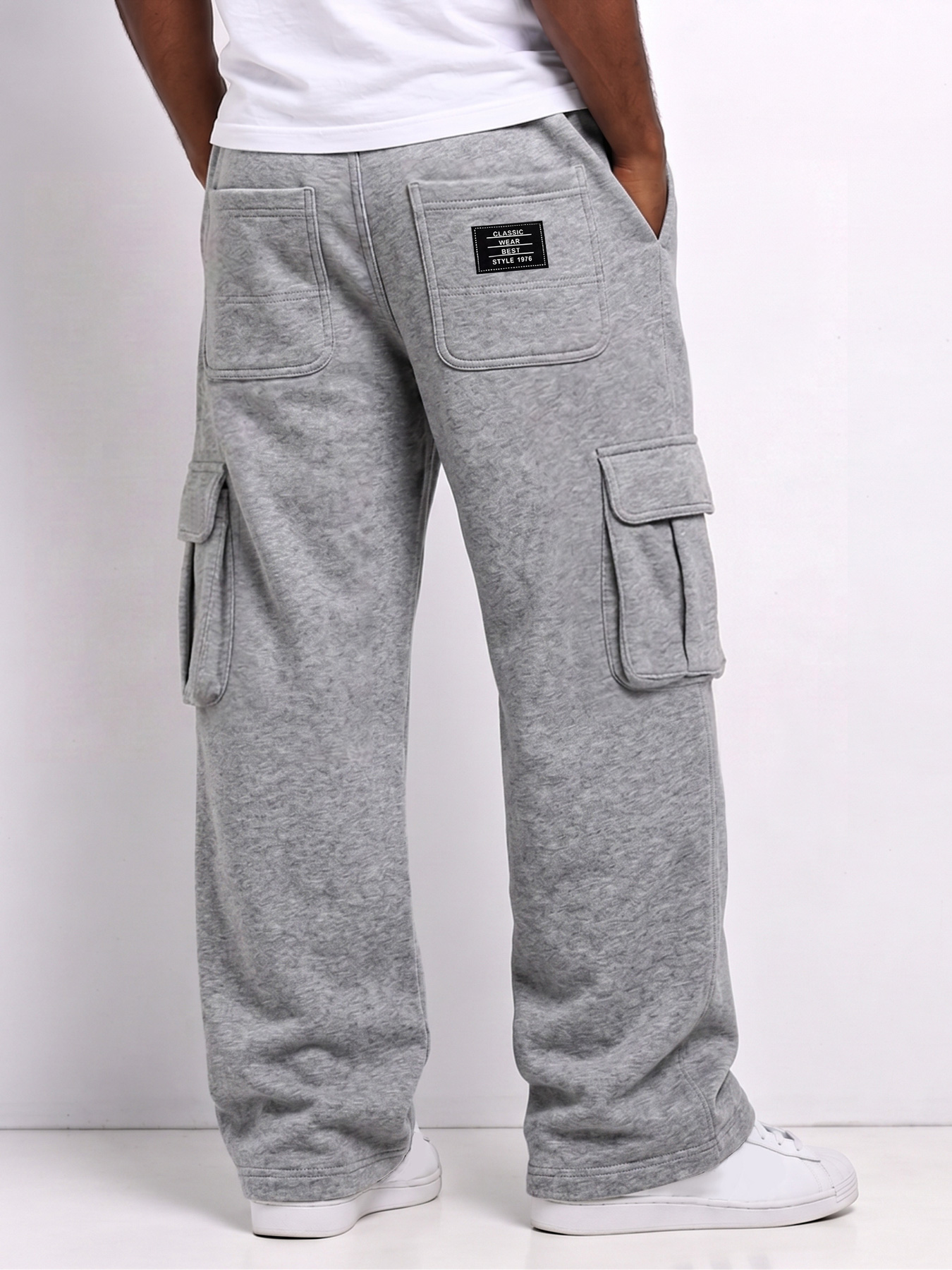 Men's Comfortable Multi-Pocket Casual Cargo Pants with Embroidered Logo