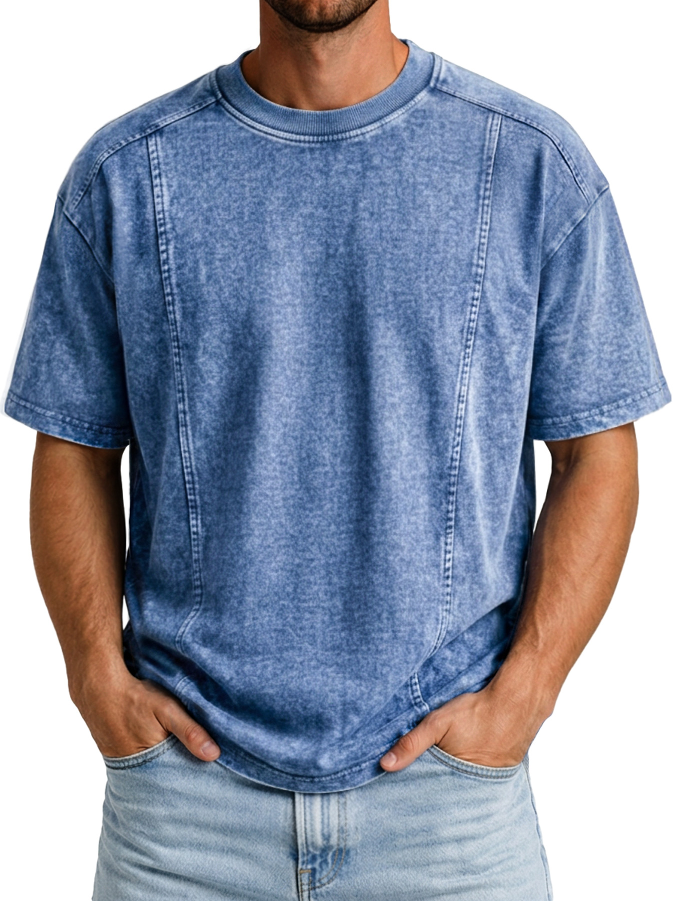 Men's Retro Crew Neck Deconstructed Casual Short-Sleeve T-Shirt
