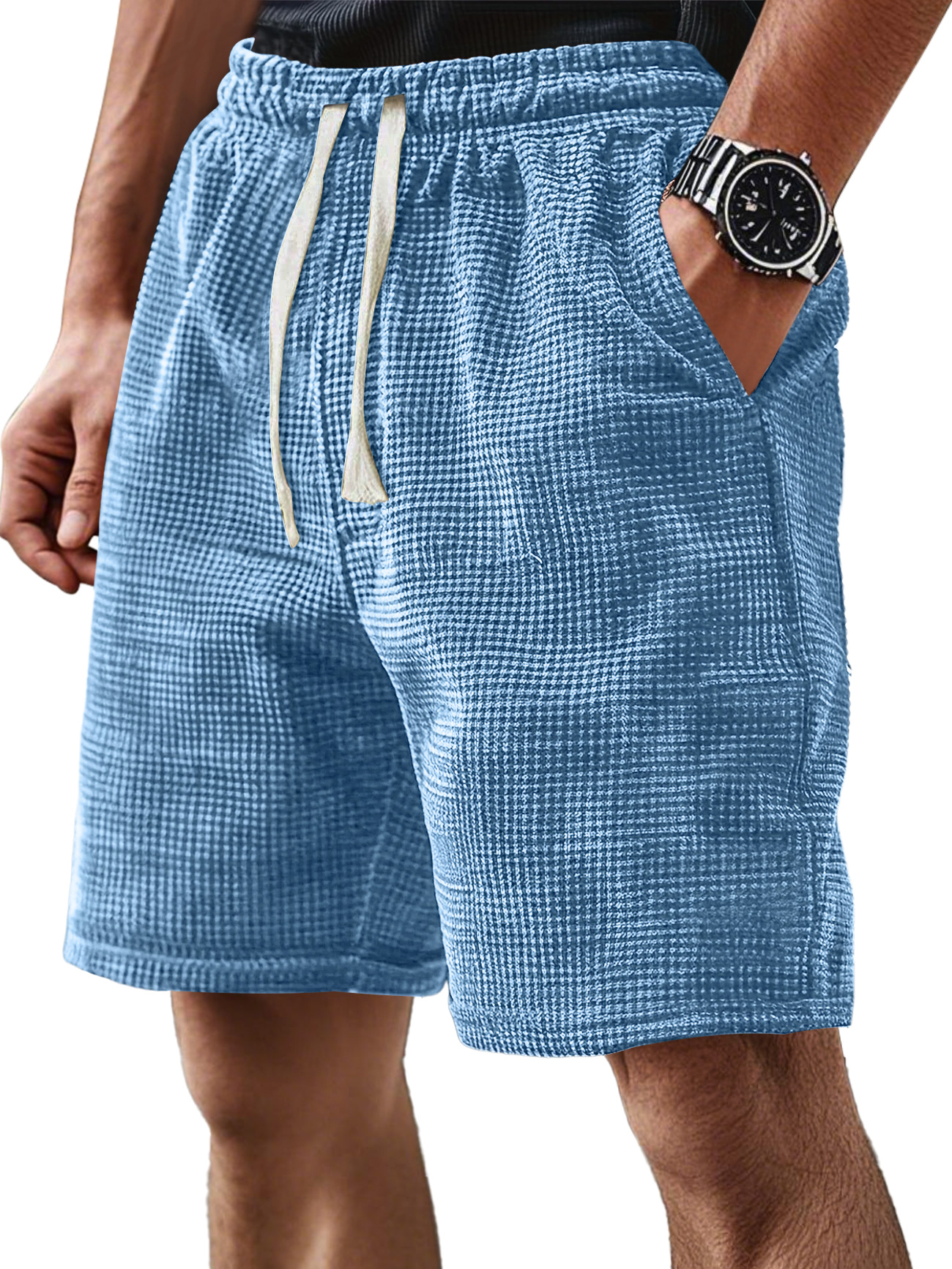 Men's Everyday Corduroy Waffle Elastic Waist Comfort Shorts