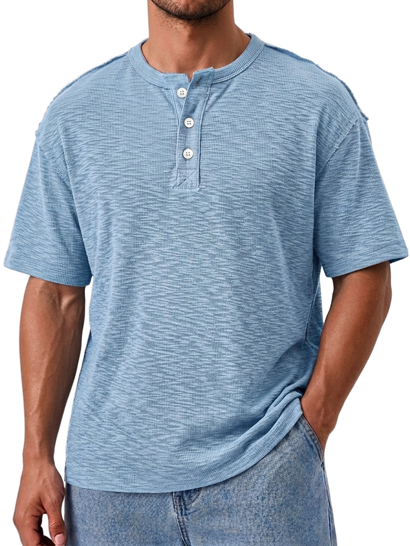 Men's Comfortable Casual Short-Sleeve Henley Shirt