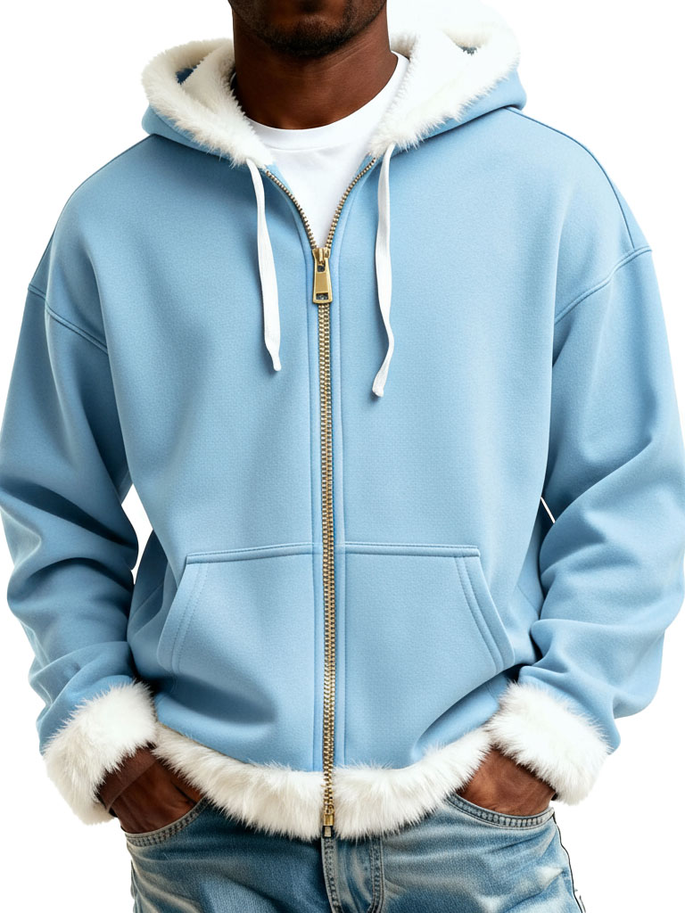 Christmas Fashionable Casual Plush Zipper Long-Sleeve Hooded Jacket