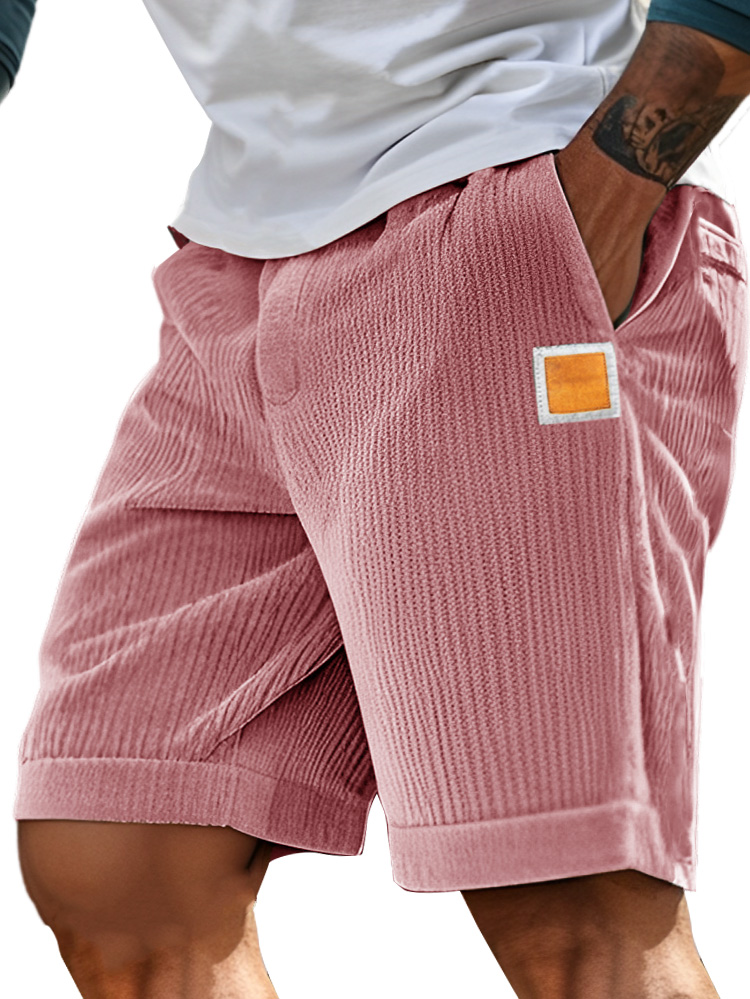 Men's Fashion Sports Lace-up Ribbed Fabric Embroidered Logo Shorts