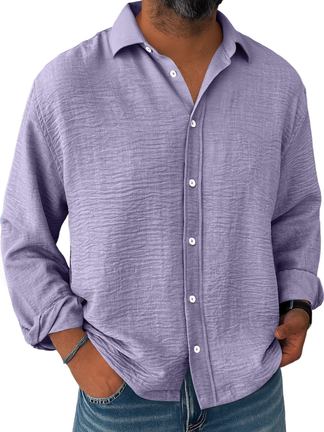 Men's Daily Loose Casual Breathable Solid Color Button Short-sleeved Shirt