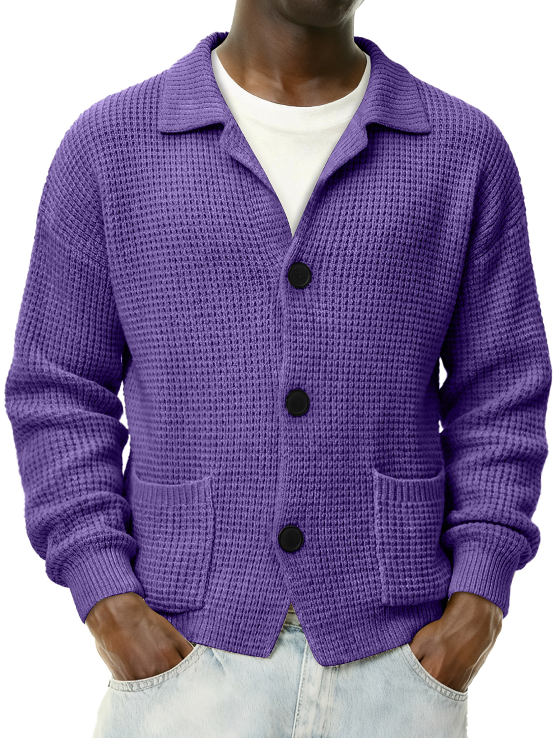 Men's Simple Stand Collar Casual Knitted Sweater Cardigan