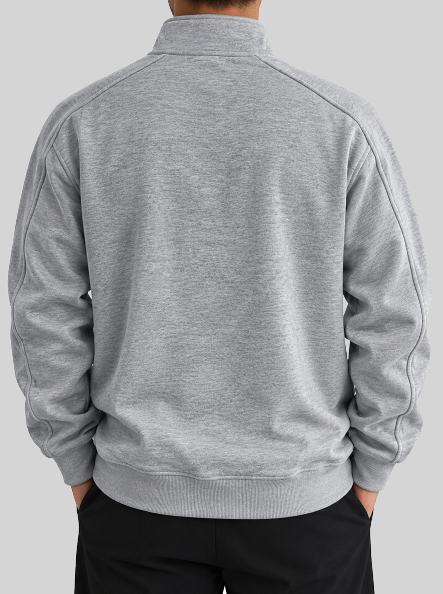 Men's Autumn/Winter Comfortable Sweatshirt with Stand Collar, Zipper, and Deconstructed Design